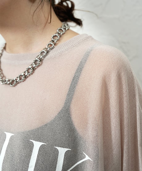 Logo sheer dolman knit 【Whiteラスト2点】