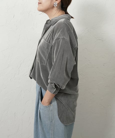 Sheer flocky stripe shirt 残り僅か！