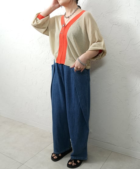 Color scheme zip knit cardigan