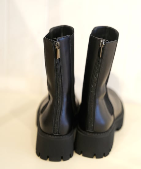 【NOIRS&co】　 Cow leather　back zip side gore boots 60001