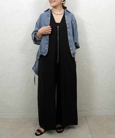 Tencel denim drawstring hem shirt