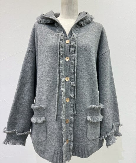 【CYAN tokyo】　ご予約  トリムフリンジニットフーディ