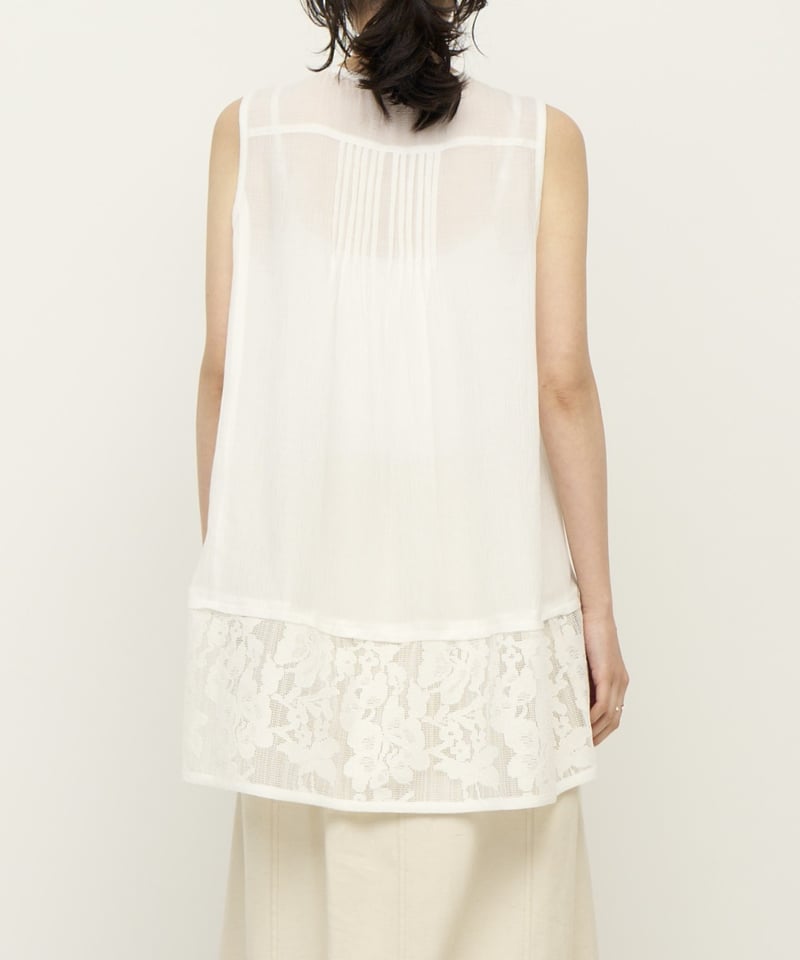 CHIGNON】 ご予約 ｼｱｰﾒｯｼｭ×ﾚｰｽﾁｭﾆｯｸBL | select shop