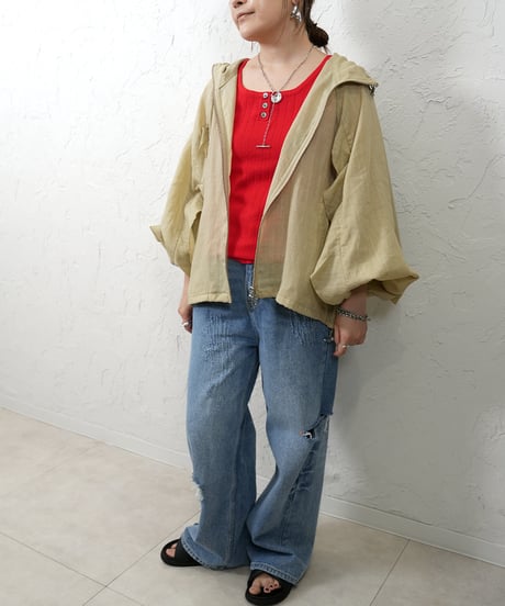 Henry neck rib knit tank