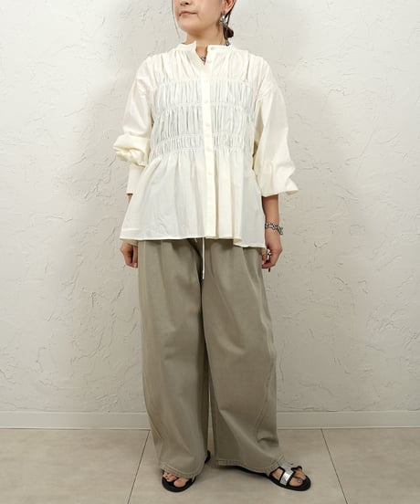 2way waist design tuck curve pants