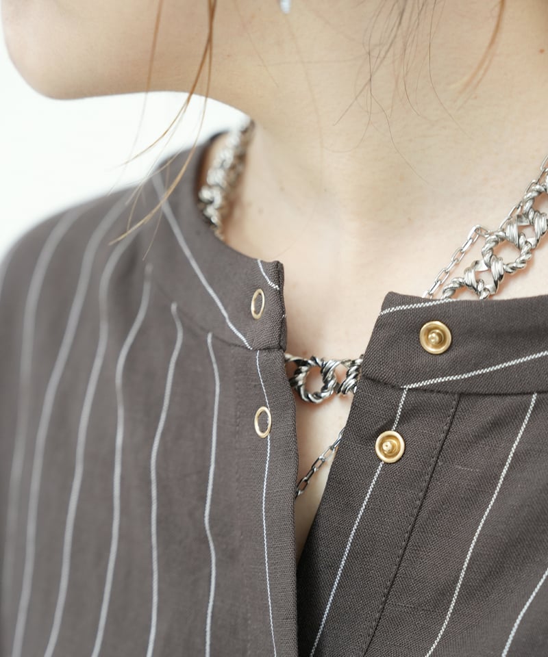 ayane】 ご予約 ピンストライプボリュームスリーブシャツ | select