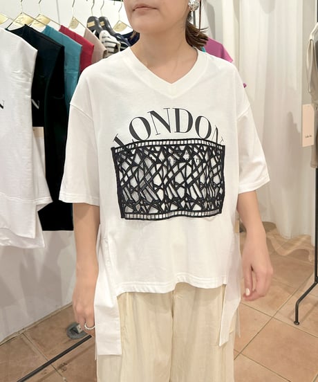 【Lallia Mu】ご予約   レースドッキングクロップドカットソー