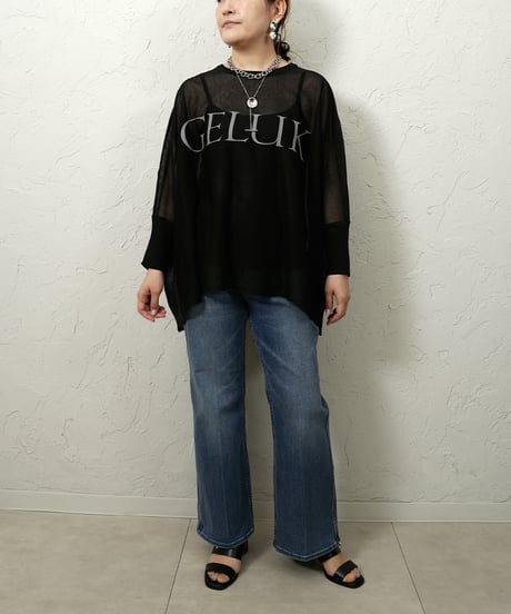 Logo sheer dolman knit 【Whiteラスト2点】