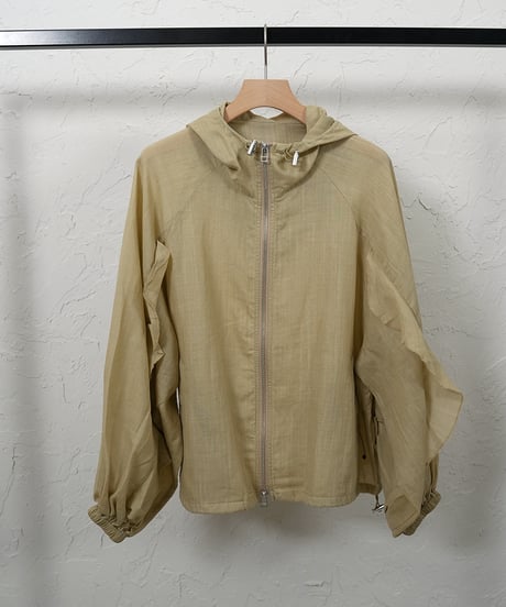 Linen blend frill foodie blouson