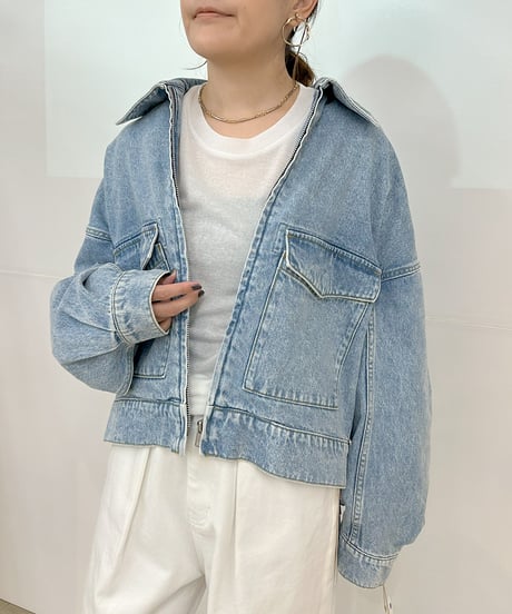 【cafune】ご予約  volume sleeve zip denim jacket