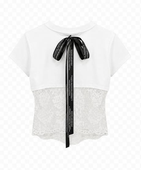 【MAISON MAVERICK】　ご予約  Back Ribbon Lace Panel T-Shirt