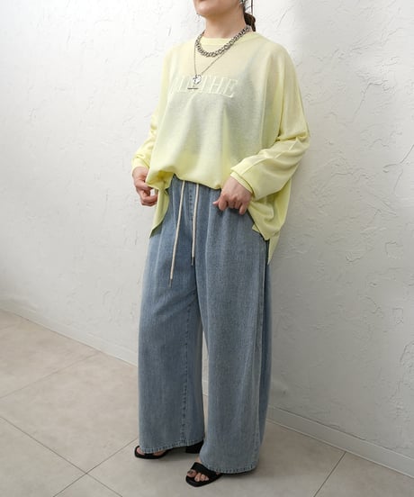 Linen blend sheer logo knit