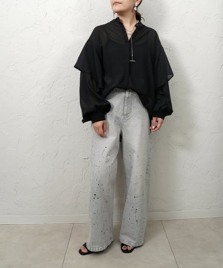 Sleeve frill  blouse【whiteラスト1点】
