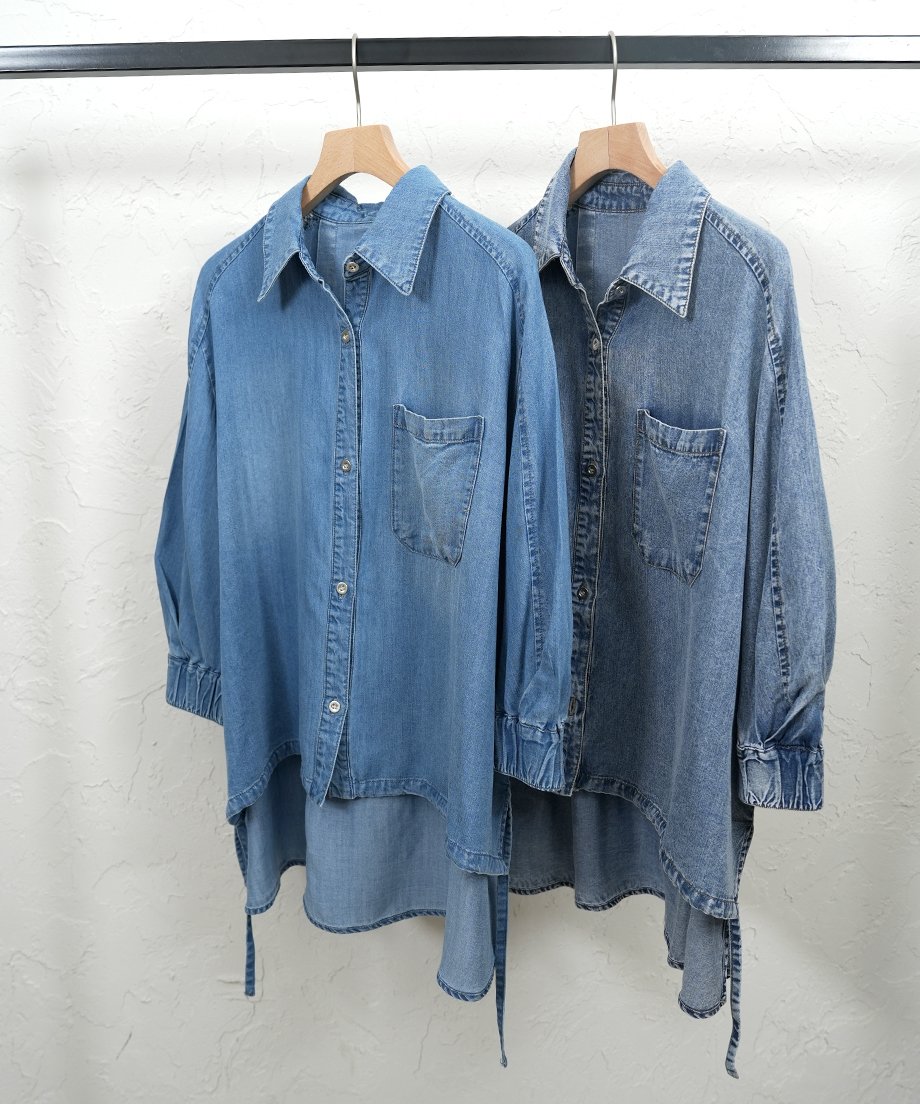 Tencel denim drawstring hem shirt | select shop
