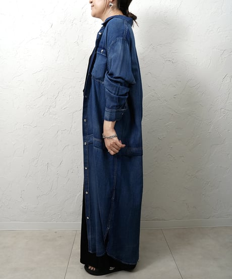 Sheer denim one-piece【blackラスト1点】