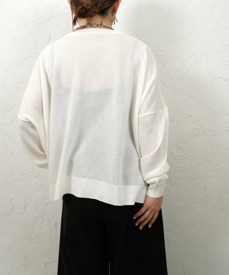 Linen blend sheer logo knit