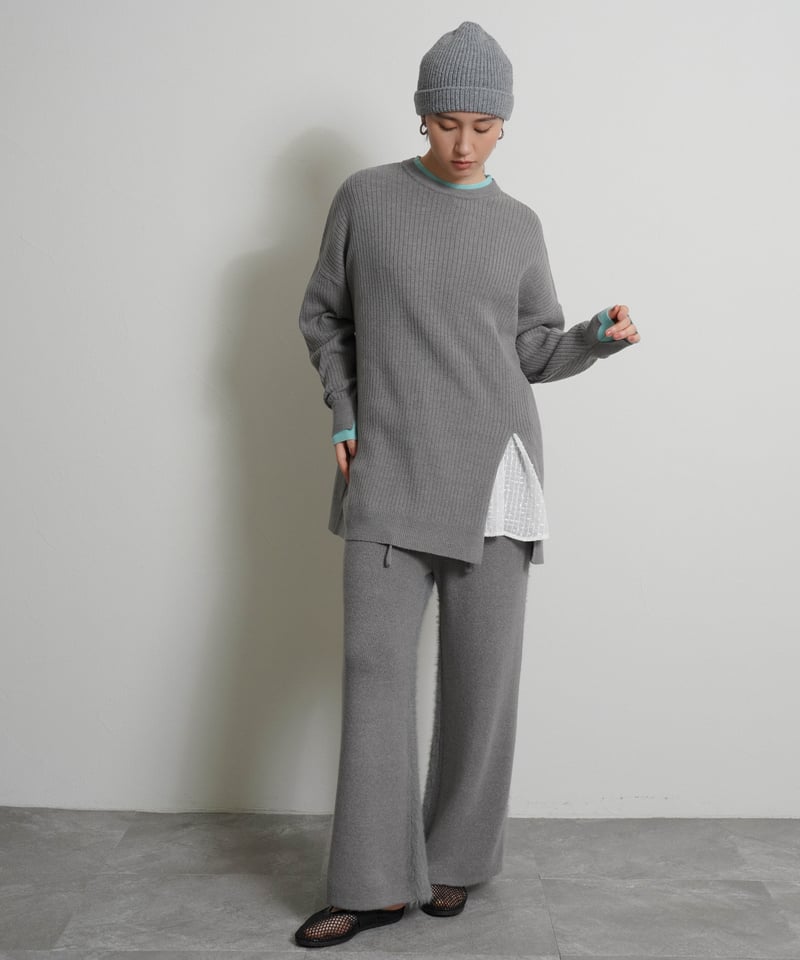 最終値下げ！CYAN TOKYO ニットライク ワッフルレースブルゾン　グレー CYAN tokyo】 ご予約 シャギーコンビニットワイド | select shop L