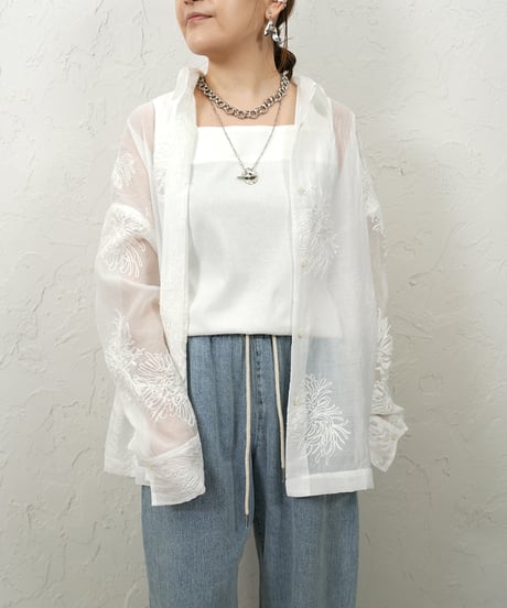 Sheer embroidery shirt【ラスト2点】
