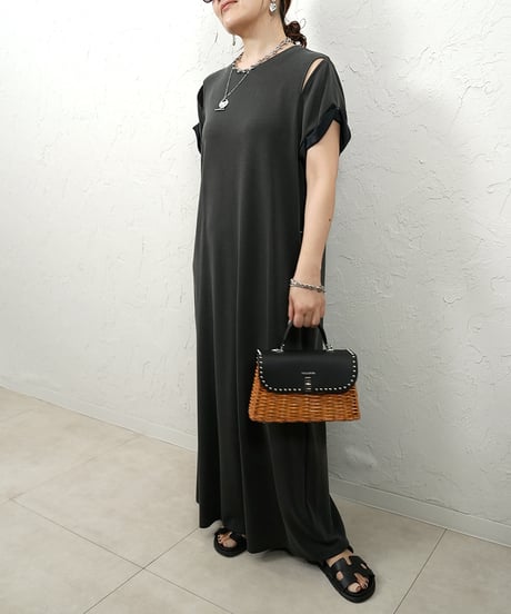 MIRO studs split rattan×leather bag【ラスト1点】