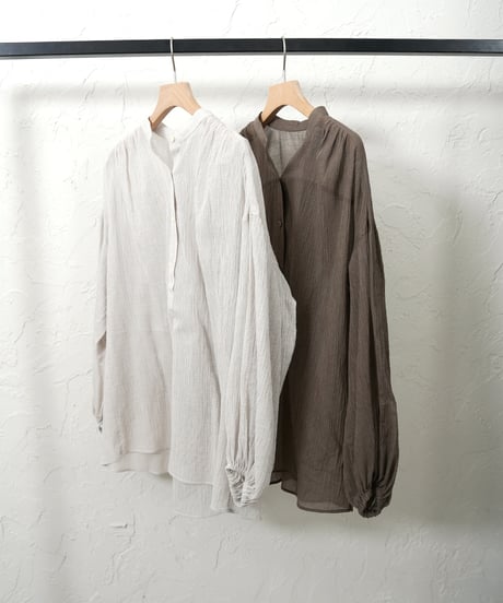 Cotton stripe voile gather pullover