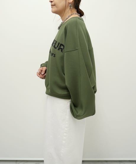 【ayene】　ご予約  スパンコールロゴボンディングプルオーバー