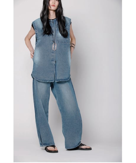 【YENN】再販ご予約  SIDE PLEATED DENIM PT