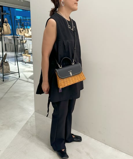 MIRO studs split rattan×leather bag【ラスト1点】