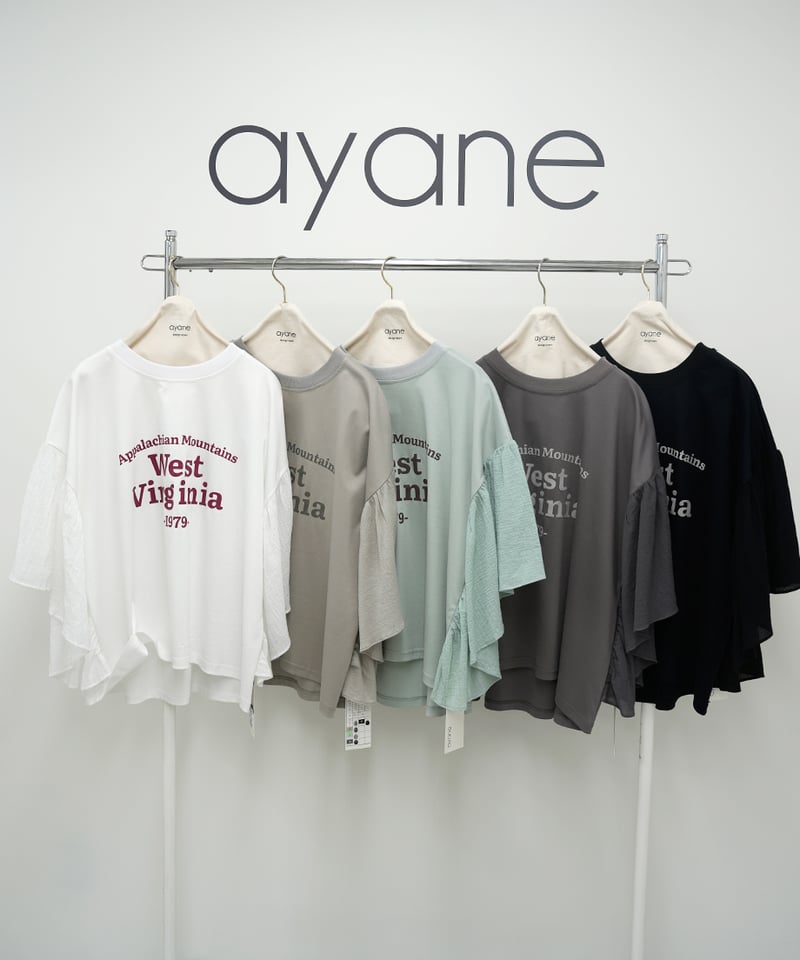 ayane】 ご予約 ひらひらスリーブロゴTシャツ | select shop Liren