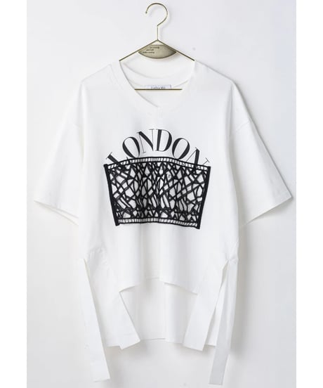 【Lallia Mu】ご予約   レースドッキングクロップドカットソー