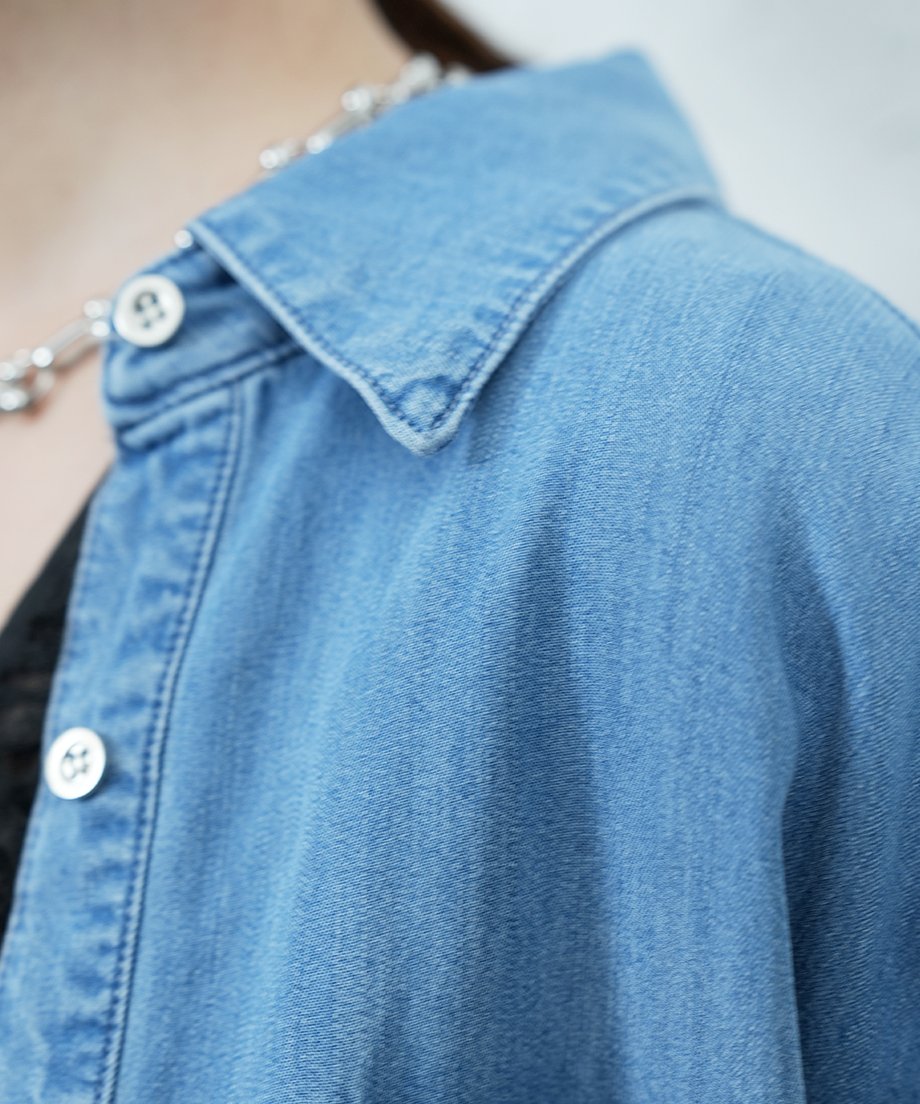 Tencel denim drawstring hem shirt | select shop