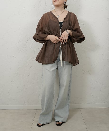 ZIP sheer flare cardigan