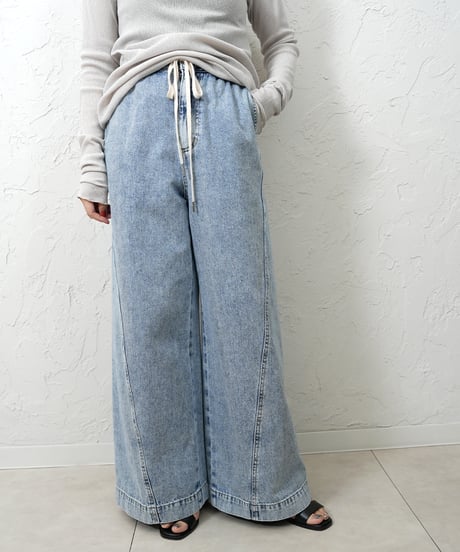 Curve switching drawst  waist   denim pants 【ラスト1点】