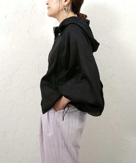 Linen blend frill foodie blouson