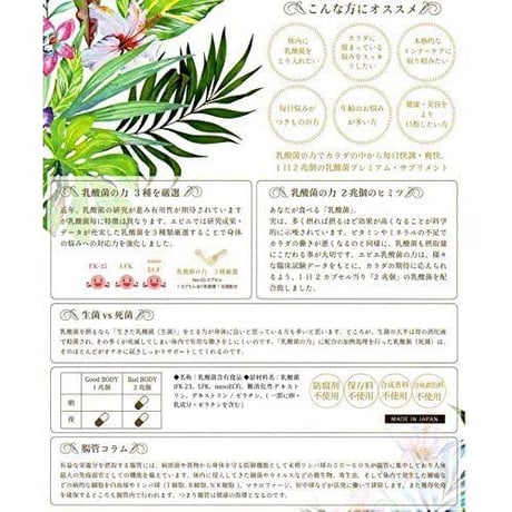 乳酸菌含有食品　衣非江 乳酸菌の力 ｅｐｉｅｒ ＦＬＯＲＡ ＣＯＬＬＥＣＴＩＯＮ ２００００億個 ２５０㎎かける６０粒　健康補助食品