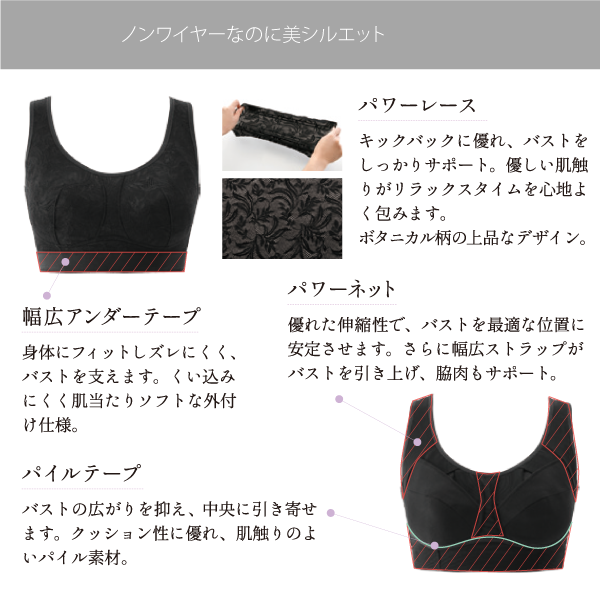 Be-fit おやすみリラクエステ レーシーブラ ナイトブラで就寝時