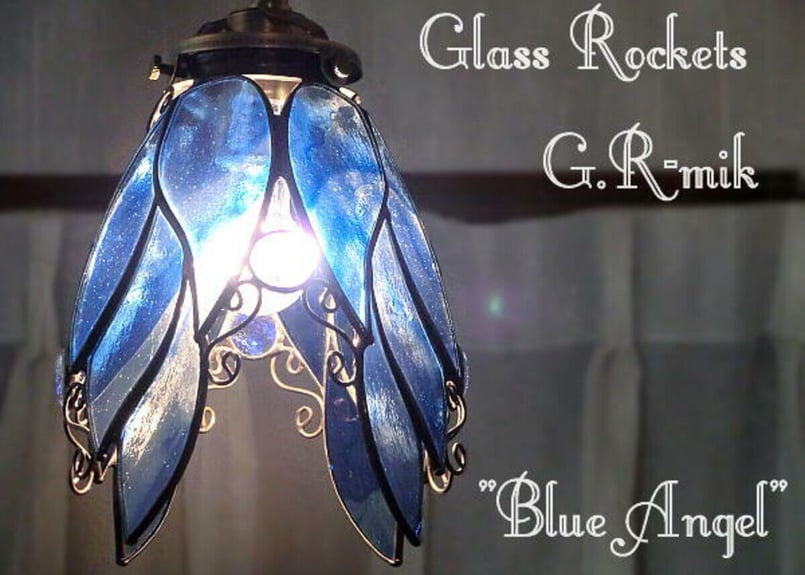 天使の青いらんぷ ステンドグラス 照明 ランプ ペンダント | ステンド