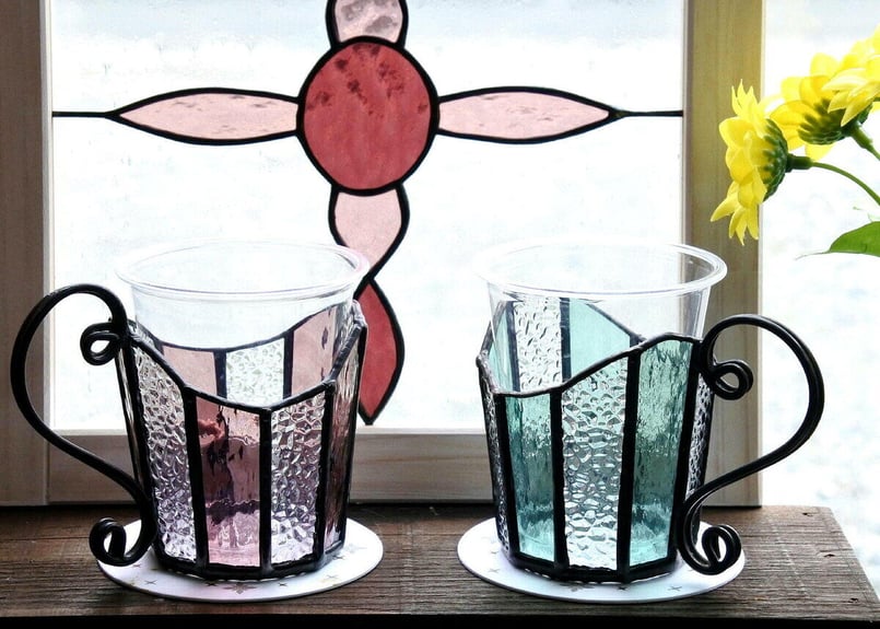 ステンドグラス キャンプ 紙コップ ホルダー キャンドル カバー 植物
