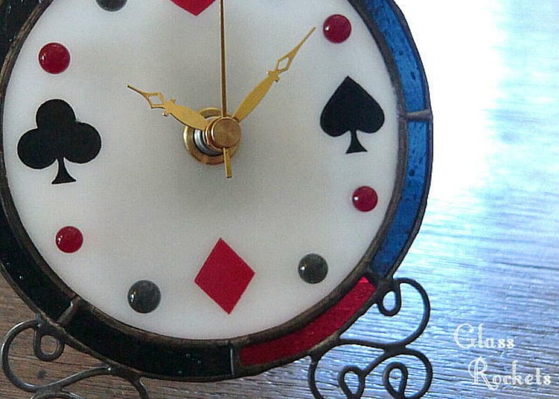 アリスな時計 置き掛け兼用 | ステンドグラス工房 Glass Rockets