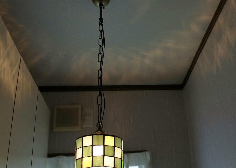 一点物「 四角で丸いランプ 」 ステンドグラス 照明 ランプ ペンダント