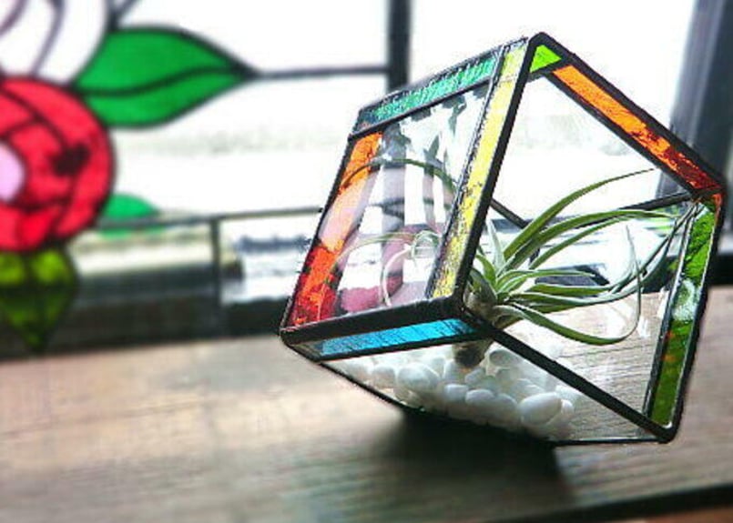 テラリウム CUBE エアプランツ セット ステンドグラス