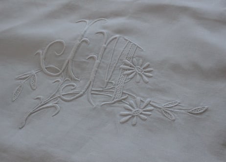France Antique クッションカバー/MONOGRAM "J・M"