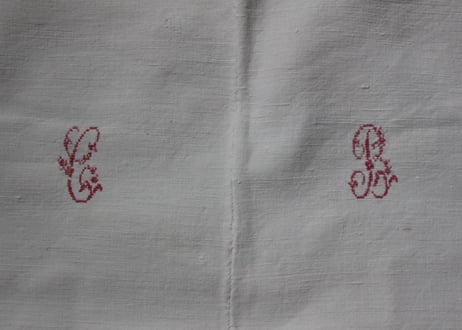 France Antique Linge Ancien Feuilles MONOGRAM“ C・B”大判シート