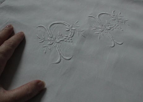 France Antique クッションカバー/MONOGRAM "P・F"