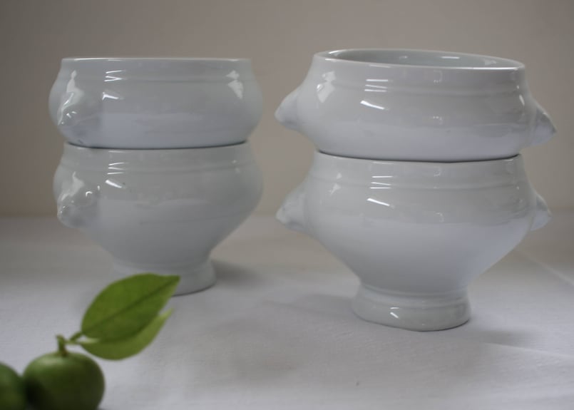 Tradition CNP France ペアのライオンヘッドスープボウル lion visa