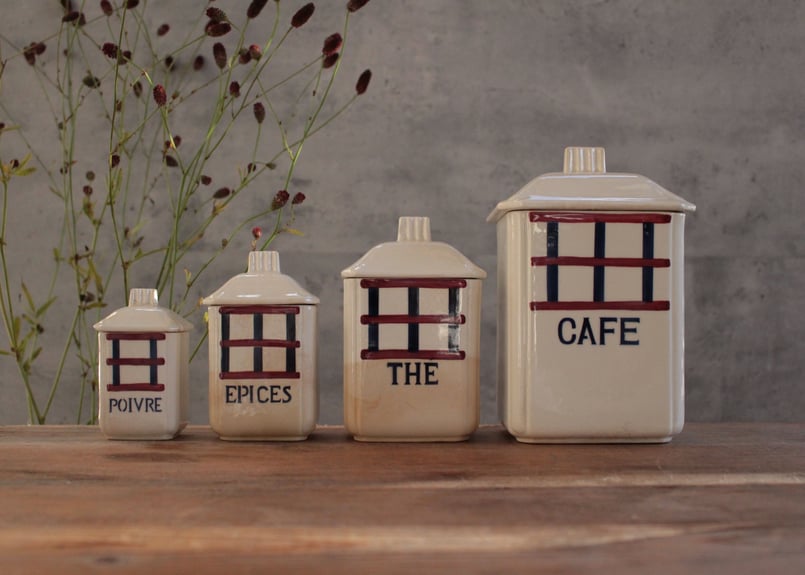 H.B.C.M Creil et Montereau バスク 陶器キャニスターセット Béar