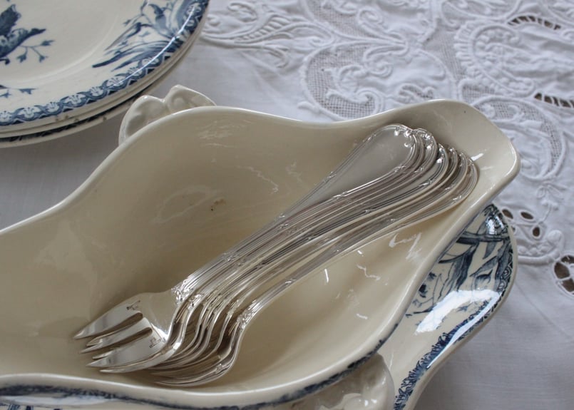 クリストフル リュバン デザートフォーク 6点 8本あり！クリストフル社ディナー用フォーク フランスアンティーク