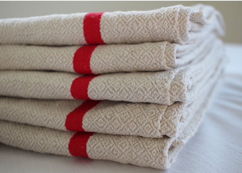 BASQUES EN LIN Torchons 赤ラインのバスク織トーション (数量6