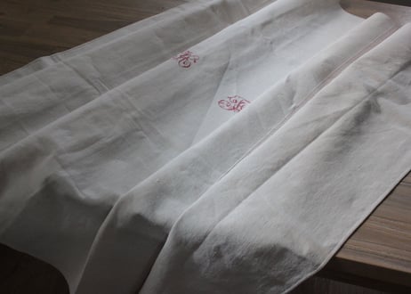 France Antique 赤ラインの大判シート/MONOGRAM "HF"