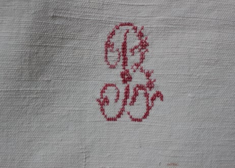 France Antique Linge Ancien Feuilles MONOGRAM“ C・B”大判シート