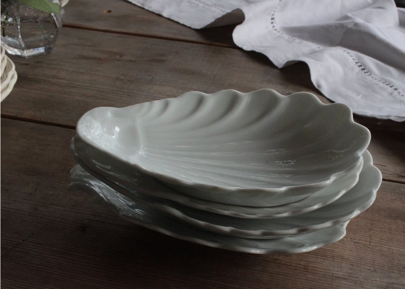 【E】シェル型ラヴィエプレート/フランスアンティーク食器 France Antique シェル型ラヴィエ(数量4) | Antique & Brocan